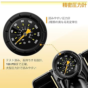Amazon | 【全バルブ対応】HYCLINE 自転車 空気入れ 圧力計付き
